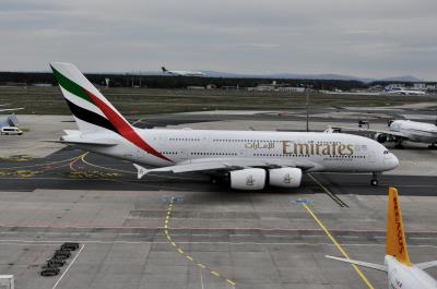 Image of aircraft registration A6-EUU - A A380-842 operated by Emirates