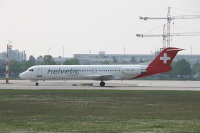 Image of aircraft registration HB-JVC - A Fokker 100 operated by Helvetic Airways