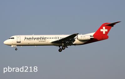 Image of aircraft registration HB-JVC - A Fokker 100 operated by Helvetic Airways