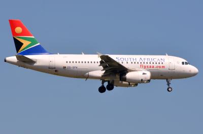 Image of aircraft registration ZS-SFK - A A319-131 operated by South African Airways
