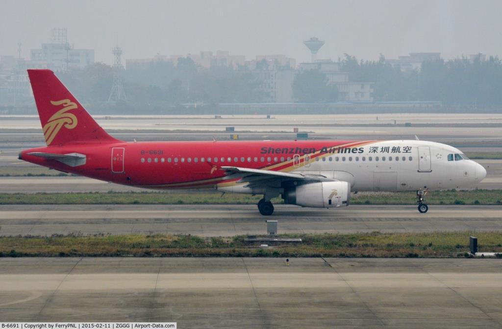 Photo of aircraft B-6691 operated by Shenzhen Airlines