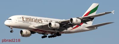 Image of aircraft registration A6-EUJ - A A380-861 operated by Emirates